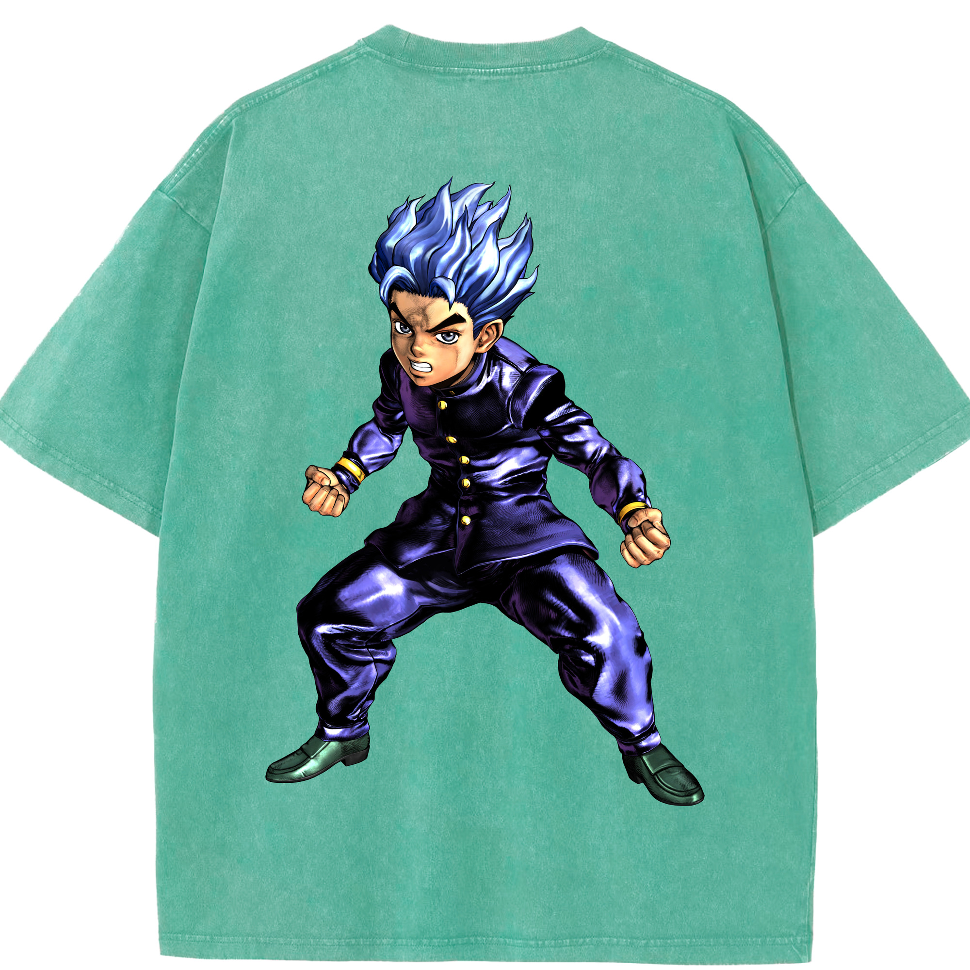 （画像用） ジョジョの奇妙な冒険 広瀨康一 JoJo's Bizarre Adventure Hirose Koichi 綿100% ヴィンテージ風 半袖Tシャツ（背面プリント）